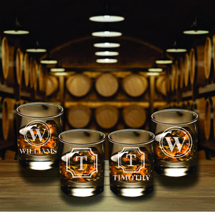 Set of 4 Personalized Gift for Men, Custom Whiskey Glasses, Gift for Dad, Bourbon Glass, Birthday, Gift for Dad, Father's Day, Husband Gift