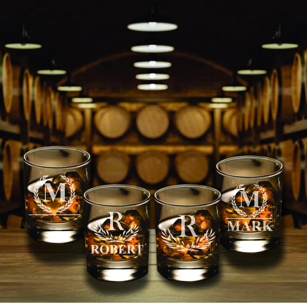 Set of 4 Personalized Gift for Men, Custom Whiskey Glasses, Gift for Dad, Bourbon Glass, Birthday, Gift for Dad, Father's Day, Husband Gift