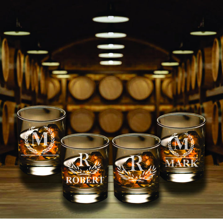 Set of 4 Personalized Gift for Men, Custom Whiskey Glasses, Gift for Dad, Bourbon Glass, Birthday, Gift for Dad, Father's Day, Husband Gift