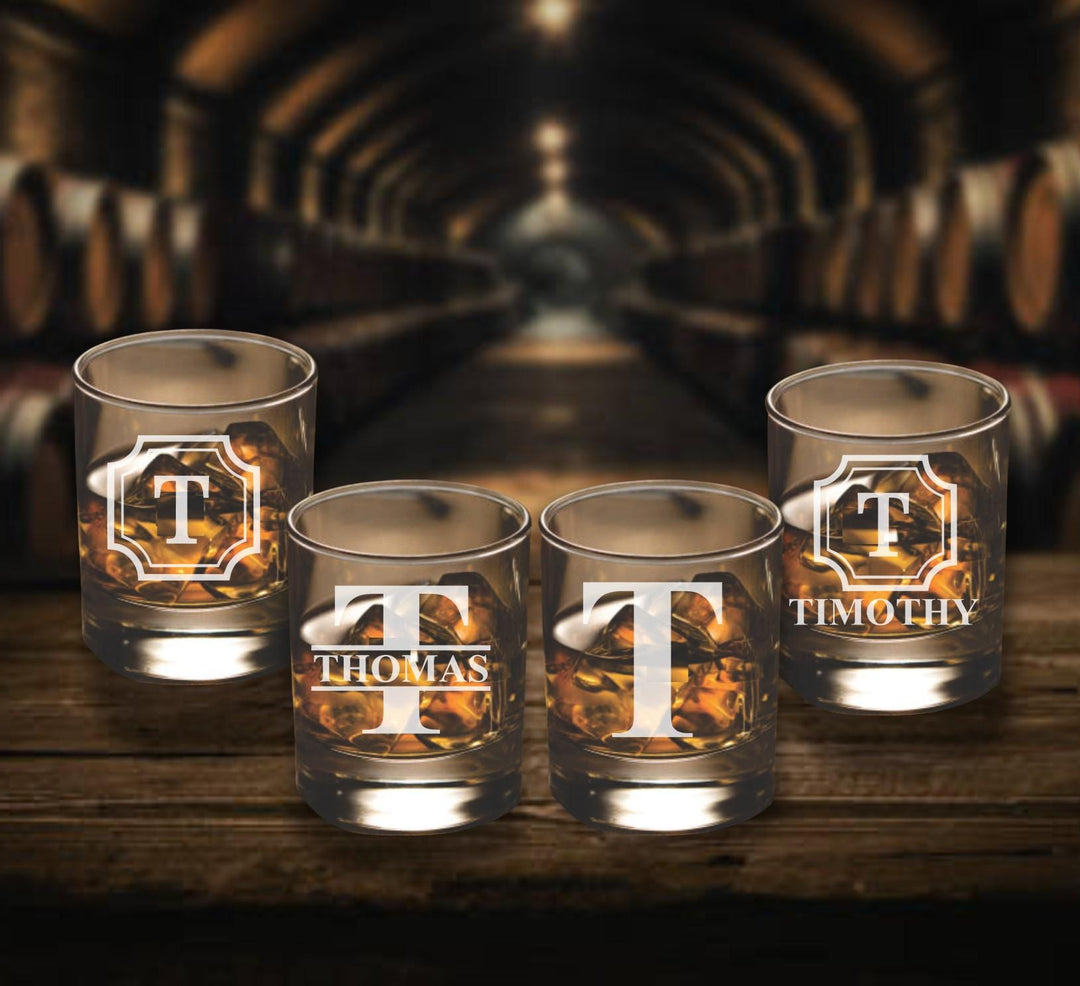 Set of 4 Personalized Gift for Men, Custom Whiskey Glasses, Gift for Dad, Bourbon Glass, Birthday, Gift for Dad, Father's Day, Husband Gift