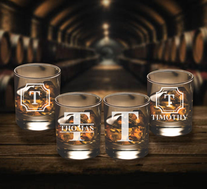 Set of 4 Personalized Gift for Men, Custom Whiskey Glasses, Gift for Dad, Bourbon Glass, Birthday, Gift for Dad, Father's Day, Husband Gift