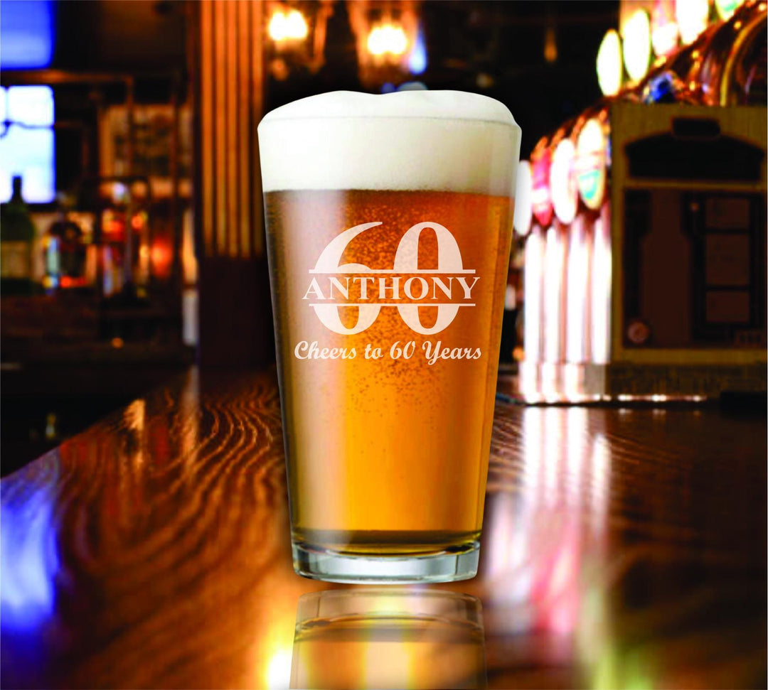 12 Pc Set 50th Birthday Pint Beer Glass Favors, Party Favor, Birthday Beer Glasses, Personalized , Cheers to 50 Years, Milestone Favors
