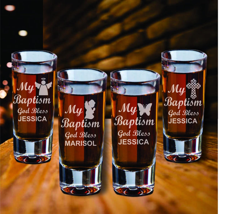 Custom Baptismal Shot Glass Favors, Personalized Shot Glasses, Set of 12 Cross Christening Favor, Boy or Girl, Mi Bautizo Christening Favor