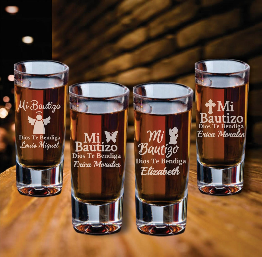 Mi Bautizo Christening Favors, Dios Te Bendiga Favors, Custom Engraved Shot Glasses, Set of 12 Shot Glass Favors Baptism Favors, Nino, Nina