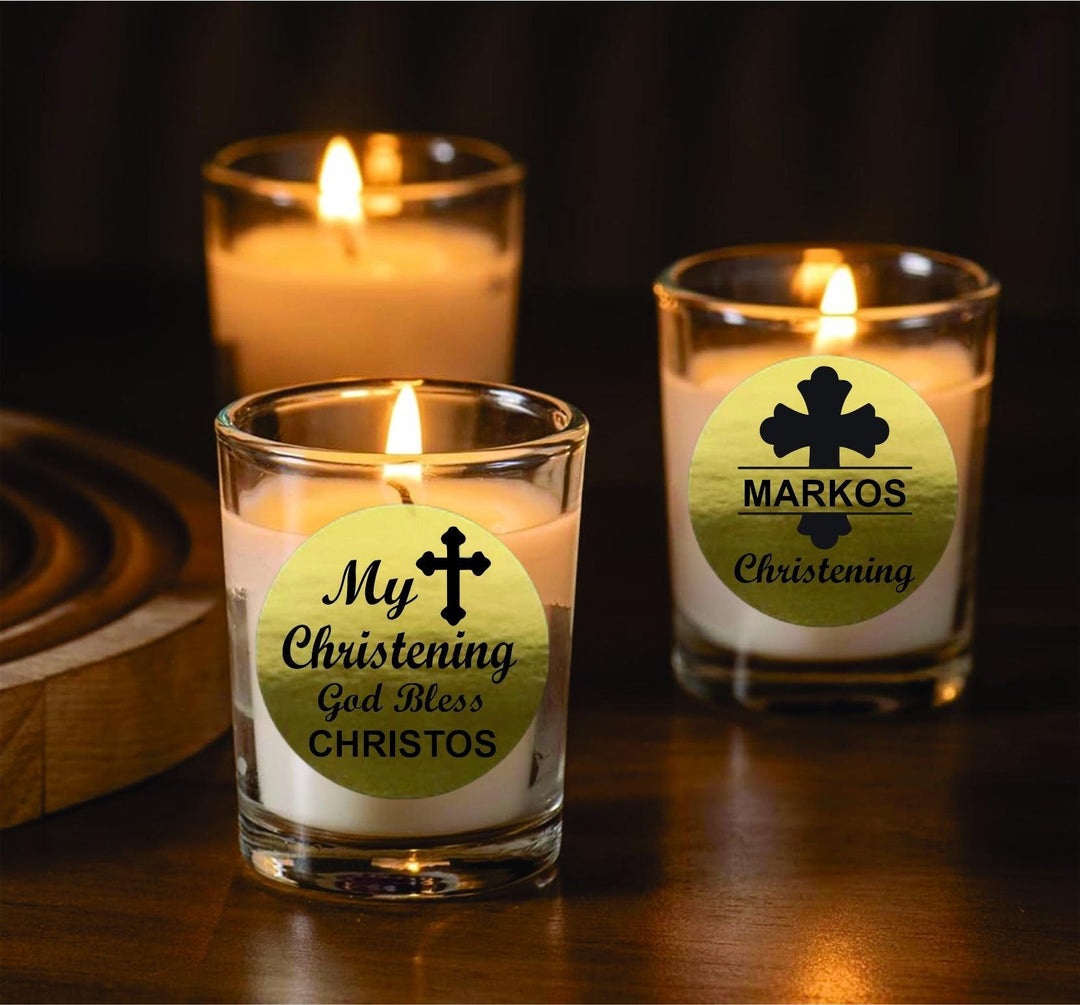 Baptism Candle Party Favors - Personalized Candle Favor - Mi Bautizo Party Favor - Christening - Set of 12 Candles - Baptismal Guest Gifts