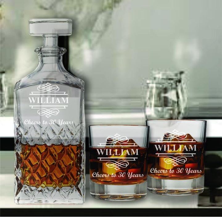 Custom 60th Birthday Whiskey Decanter Set - Personalized Whiskey Glasses - Gift for Dad - 60th Milestone Birthday Gift - Gifts for Men