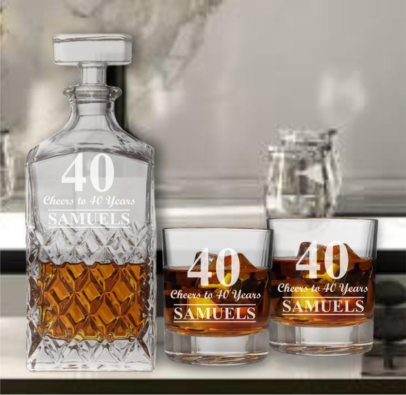 40th Birthday Whiskey Decanter Set - Personalized Whiskey Glasses - Gift for Dad - 40th Birthday Gift -Gifts for Men - Milestone Birthday