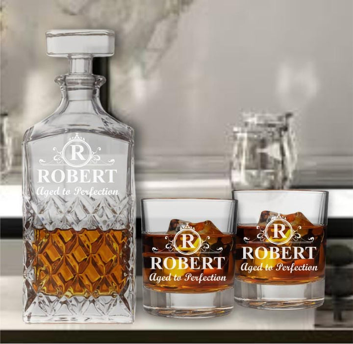 40th Birthday Whiskey Decanter Set - Personalized Whiskey Glasses - Gift for Dad - 40th Birthday Gift -Gifts for Men - Milestone Birthday