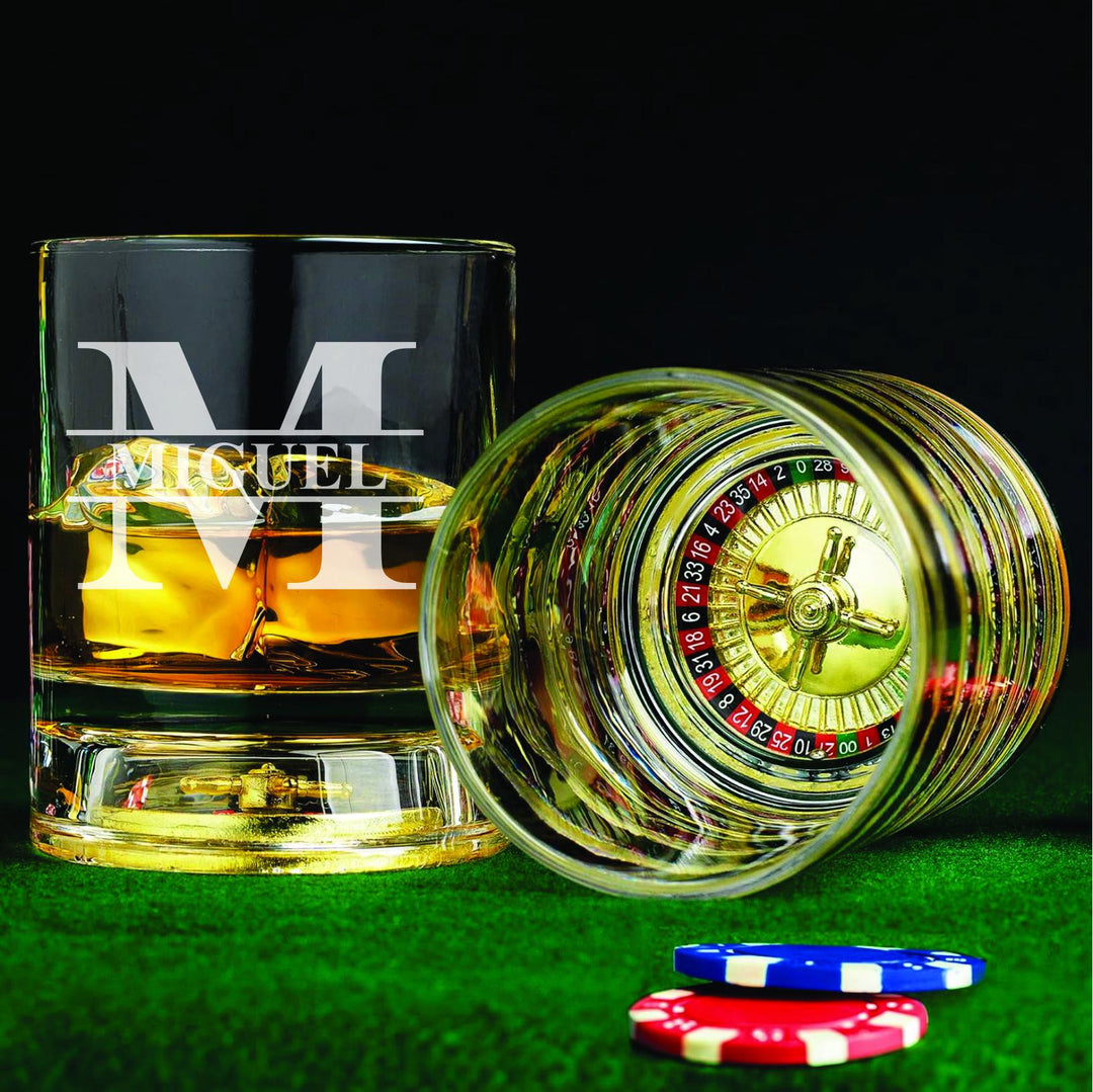 Groomsmen Roulette Whiskey Glass Gift - Old Fashioned Bourbon Glass - Groomsmen Proposal - Craps Table Scotch - Vegas Theme Bachelor Party