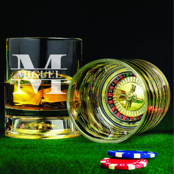 Groomsmen Roulette Whiskey Glass Gift - Old Fashioned Bourbon Glass - Groomsmen Proposal - Craps Table Scotch - Vegas Theme Bachelor Party