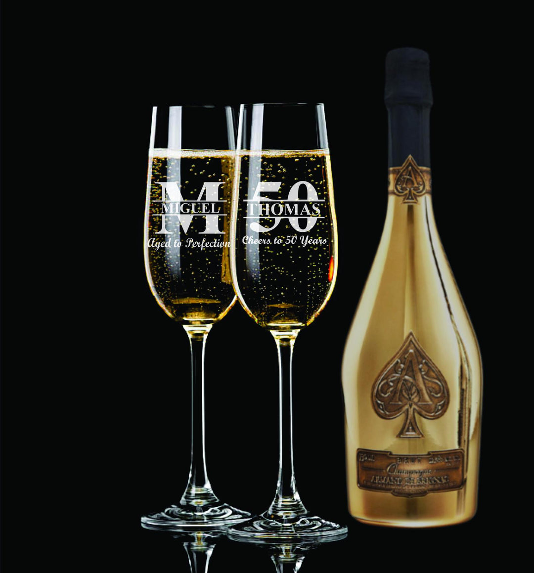 12 Pc Set 50th Birthday Champagne Glass Favors, Party Favor, Custom Birthday Champagne Glasses, Cheers to 50 Years, Milestone Party Favors