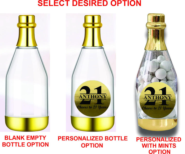 Set of 12 Mini Champagne Bottle Candy Holder Wedding Favors , Bridal Shower Mint Candy Favors , Gold Mini Champagne Bottle Candy Party Favor