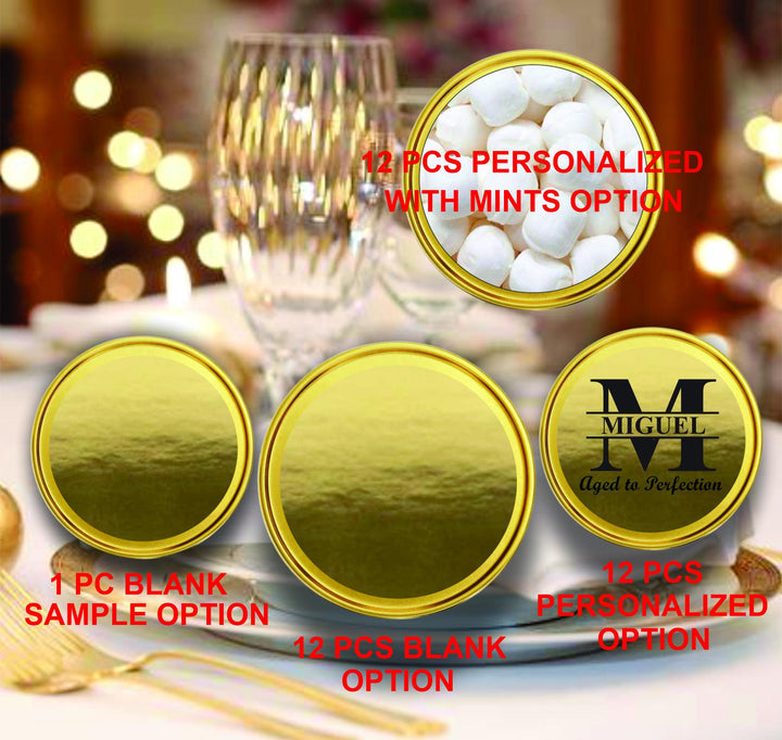 12 Pc Set 30th Personalized Birthday Mint Tin Favor, 2oz Gold Metal Candy Tin Container, Cheers to 30 Years, Milestone Party Favors