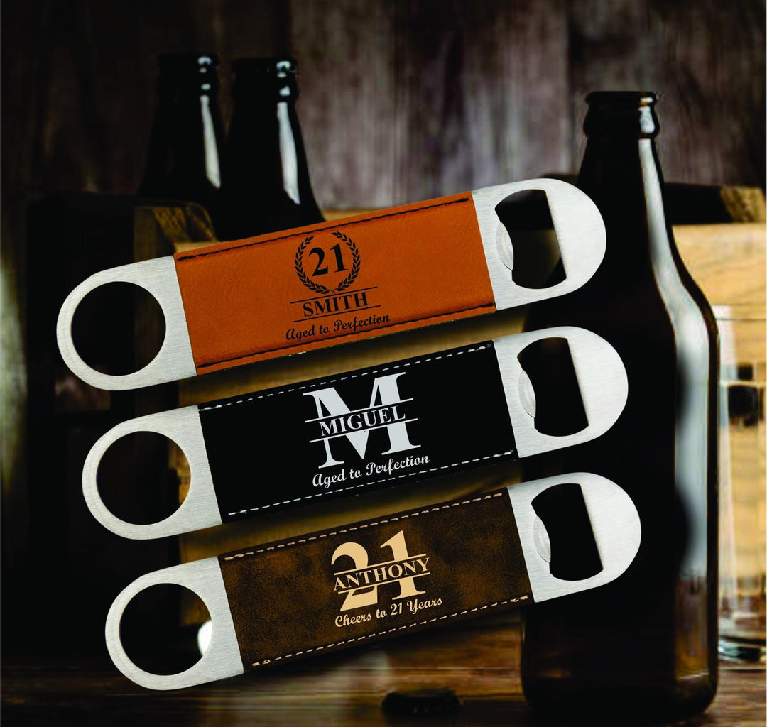 12 Pc Set 21st Birthday Leatherette Bottle Opener Favor, Party Favors, Custom Beer Bottle Opener, Cheers to 21 Years, Finally Legal Party
