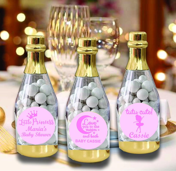 Custom Baby Shower Champagne Bottle Candy Holder Favors, Gold Bottle Mint Container Party Favor, A little Pumpkin is on the Way Baby Bottle