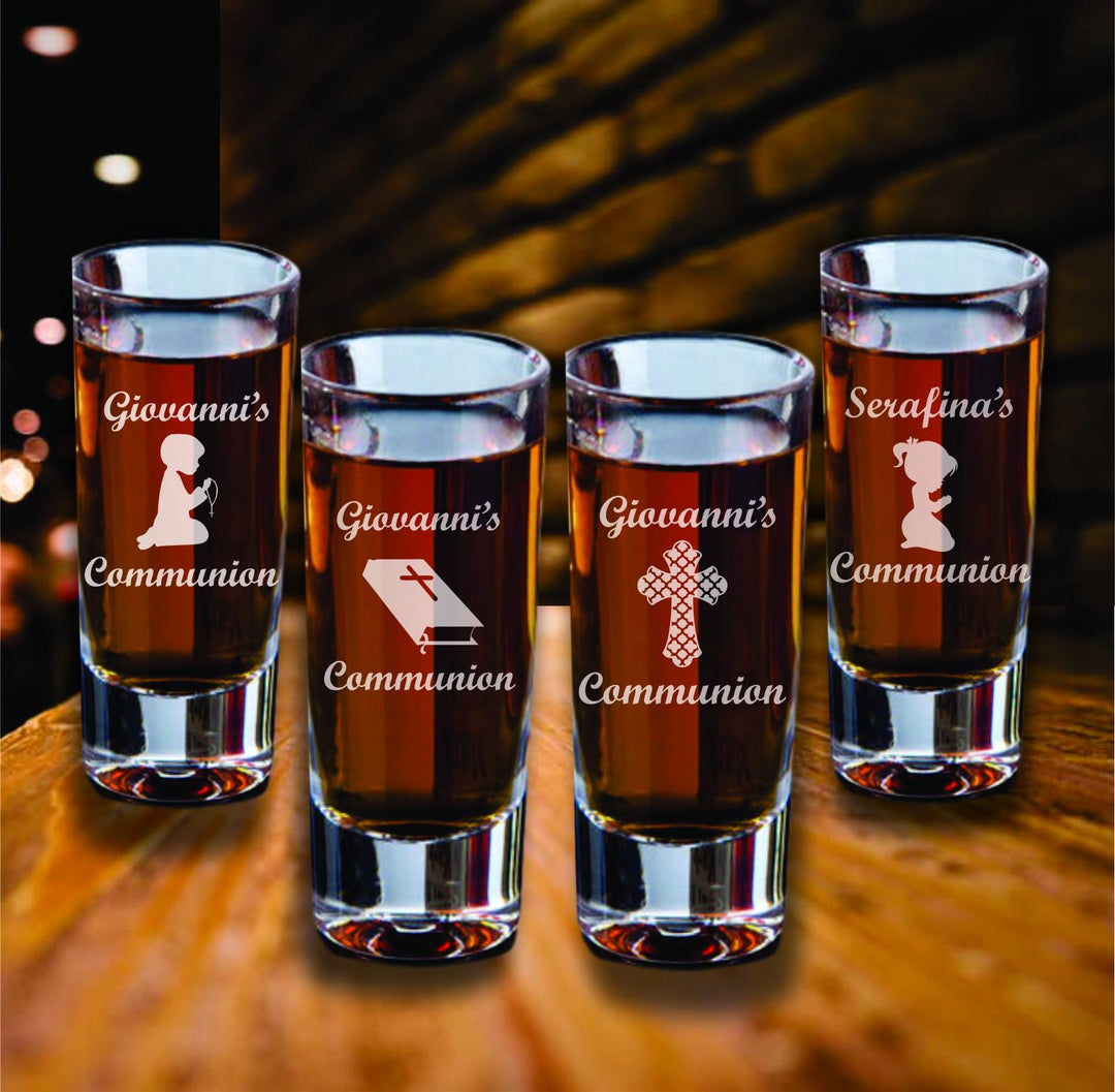 First Communion Favors, Custom Engraved Cross Shot Glasses, Set of 12 Shot Glass Favors, Engraved My 1st Communion Shot Glass Favors