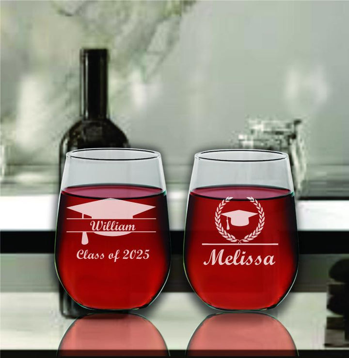 Graduation Stemless Wine Glass Favors, 2025 Graduate School Favor, Wine Glasses, Personalized Party Favors, College, Law school, Medical