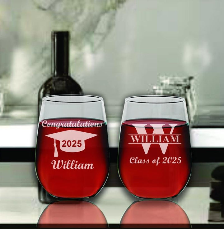 Graduation Stemless Wine Glass Favors, 2025 Graduate School Favor, Wine Glasses, Personalized Party Favors, College, Law school, Medical