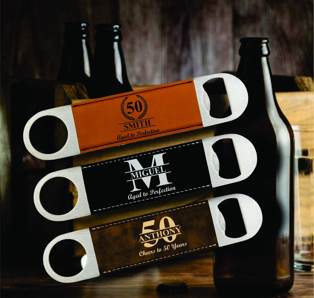 12 Pc Set 30th Birthday Personalized Beer Bottle Opener Favor, Party Favors, Custom Leatherette Metal Bottle Opener, Cheers to 30 Years