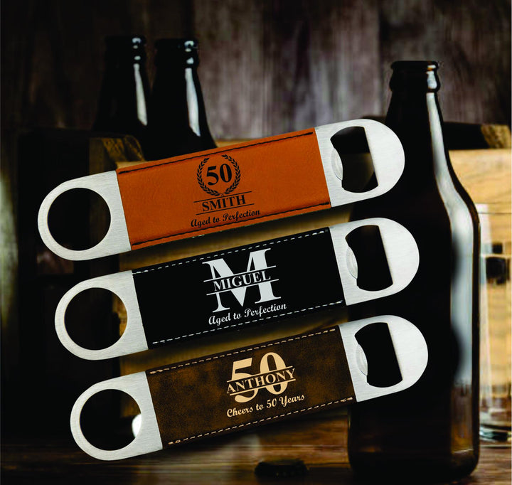 12 Pc Set 30th Birthday Personalized Beer Bottle Opener Favor, Party Favors, Custom Leatherette Metal Bottle Opener, Cheers to 30 Years
