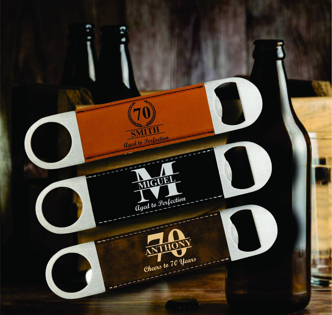 12 pc set 70th Birthday Beer Bottle Opener Favor, Party Favors, Custom Leatherette Bottle Opener, The big 70, Birthday Party Favor For Men
