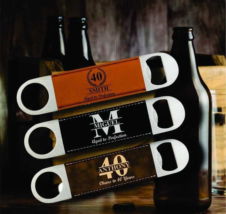 12 Pc Set 30th Birthday Personalized Beer Bottle Opener Favor, Party Favors, Custom Leatherette Metal Bottle Opener, Cheers to 30 Years