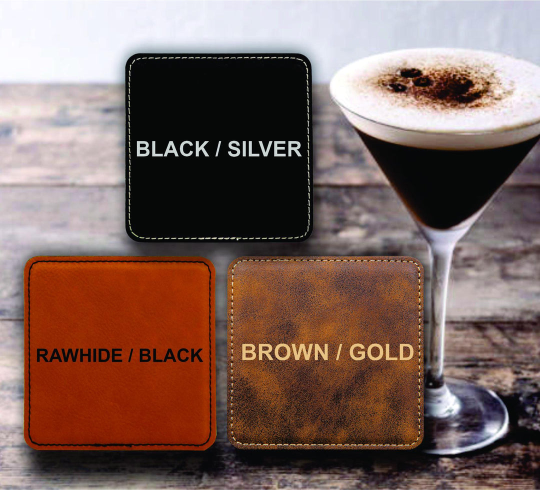 12 Pc Set Personalized 50th Birthday Drink Coaster Favor, Party Favors, Custom Leather Coasters, Cheers to 50 Years, Birthday Party Favors