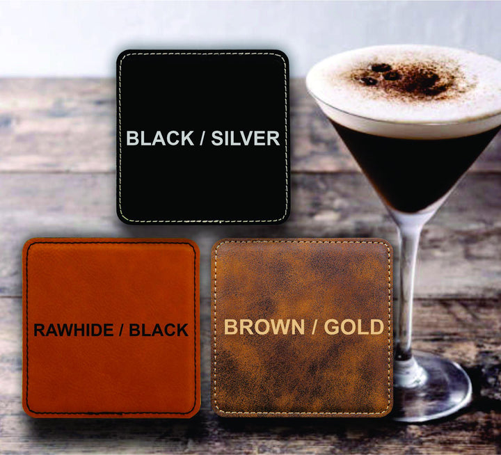 12 Pc Set Personalized 50th Birthday Drink Coaster Favor, Party Favors, Custom Leather Coasters, Cheers to 50 Years, Birthday Party Favors