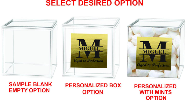 12 Pc Set Customized 21st Birthday Clear Acrylic Box Party Favors , Personalized Gold Foil Label Mint Candy Container, Cheers to 21 Years