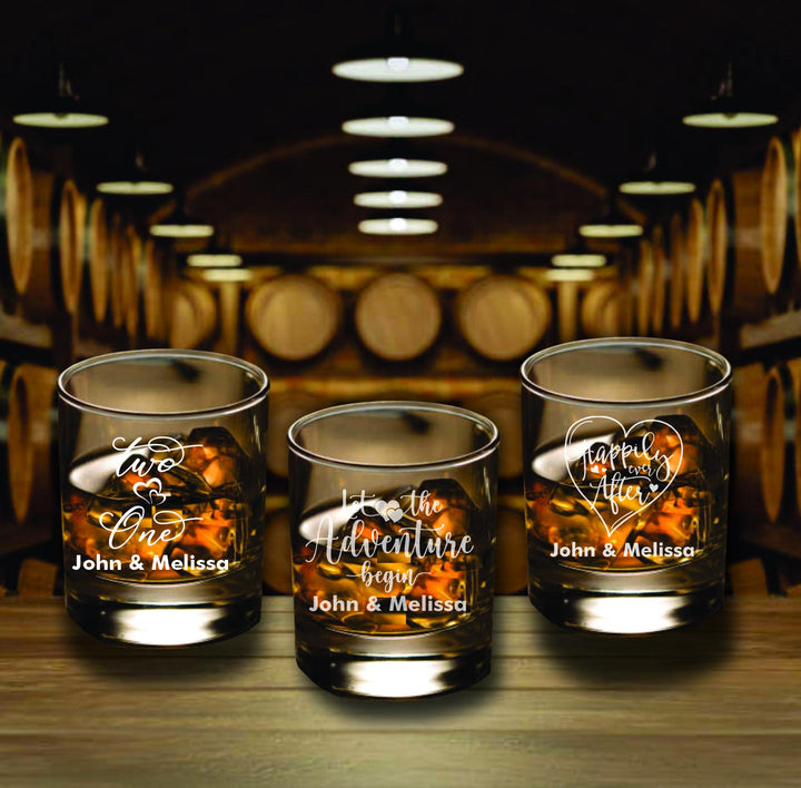 12 pc Set Monogram Bourbon Glass Wedding Favors, Custom Party Favor, Wedding Whiskey Glasses, Engraved Glass Favors, Monogram Wedding Gifts
