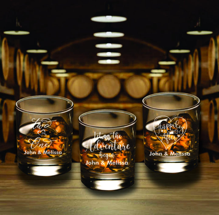12 pc Set Monogram Bourbon Glass Wedding Favors, Custom Party Favor, Wedding Whiskey Glasses, Engraved Glass Favors, Monogram Wedding Gifts
