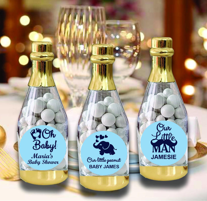 Custom Baby Shower Champagne Bottle Candy Holder Favors, Gold Bottle Mint Container Party Favor, A little Pumpkin is on the Way Baby Bottle