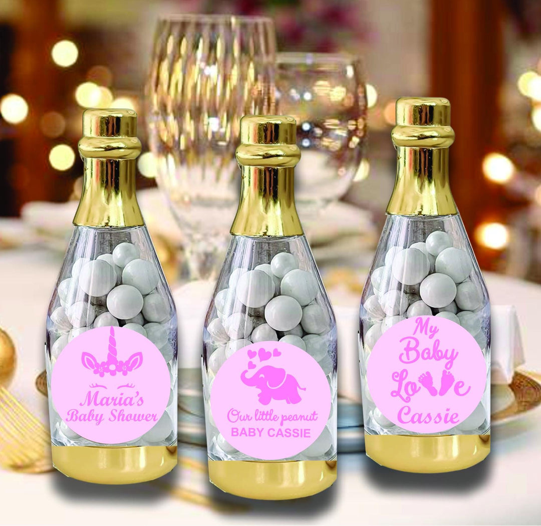 Custom Baby Shower Champagne Bottle Candy Holder Favors, Gold Bottle Mint Container Party Favor, A little Pumpkin is on the Way Baby Bottle