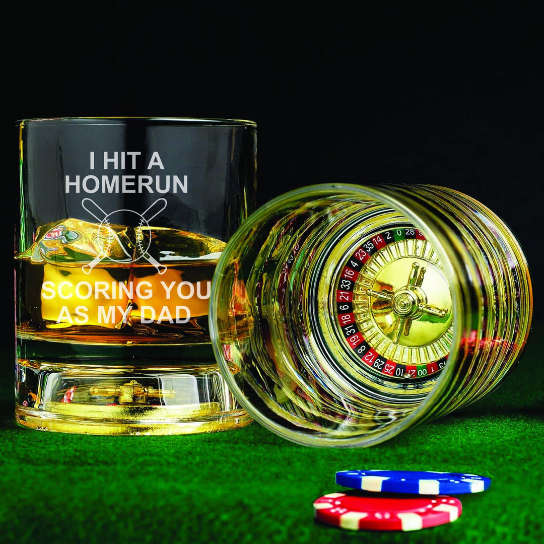 Custom Whiskey Glasses for Dad, Golf Dad Gift, Dad Gift from Son, Casino Theme, Roulette or Craps Glass, Hole in 1 Father’s Day Gift