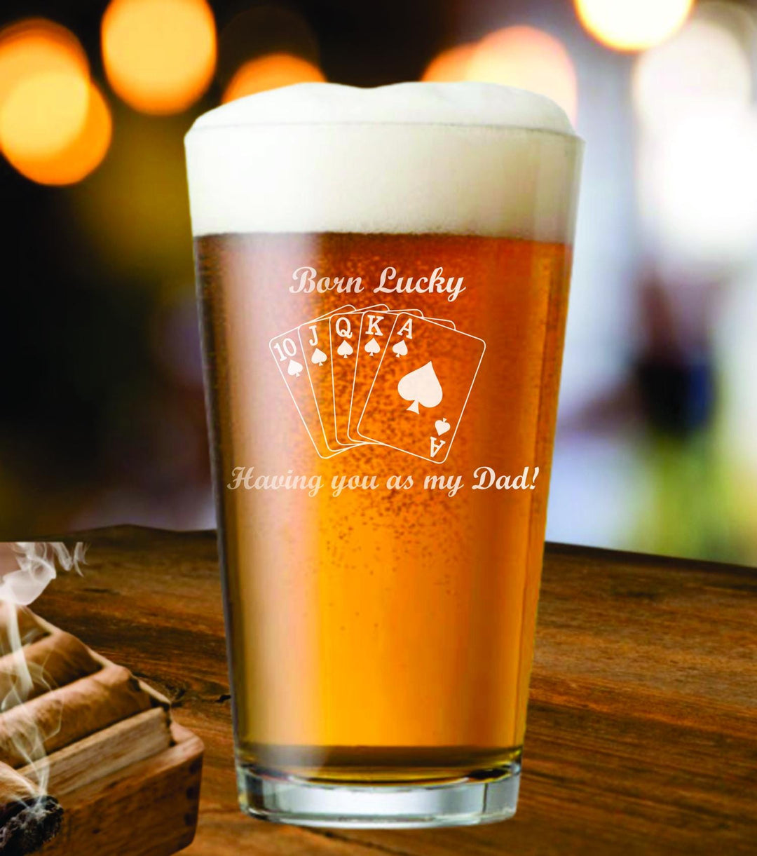 Dad Poker Pint Beer Glass Gift – Personalized Father’s Day Beer Glasses, Dad Gifts, Funny Dad Beer Glass Gift, Gift from Son or Daughter