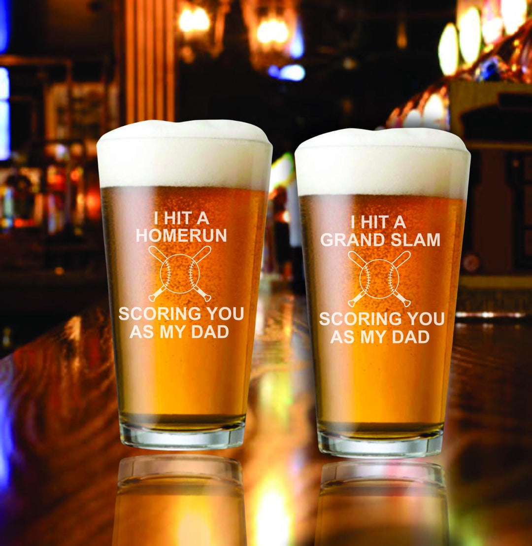 Father's Day Beer Glass Gift, Personalized Dad Beer Glasses, Baseball Dad Gift, Custom Beer Mug Glass, Gift from Son or Daughter