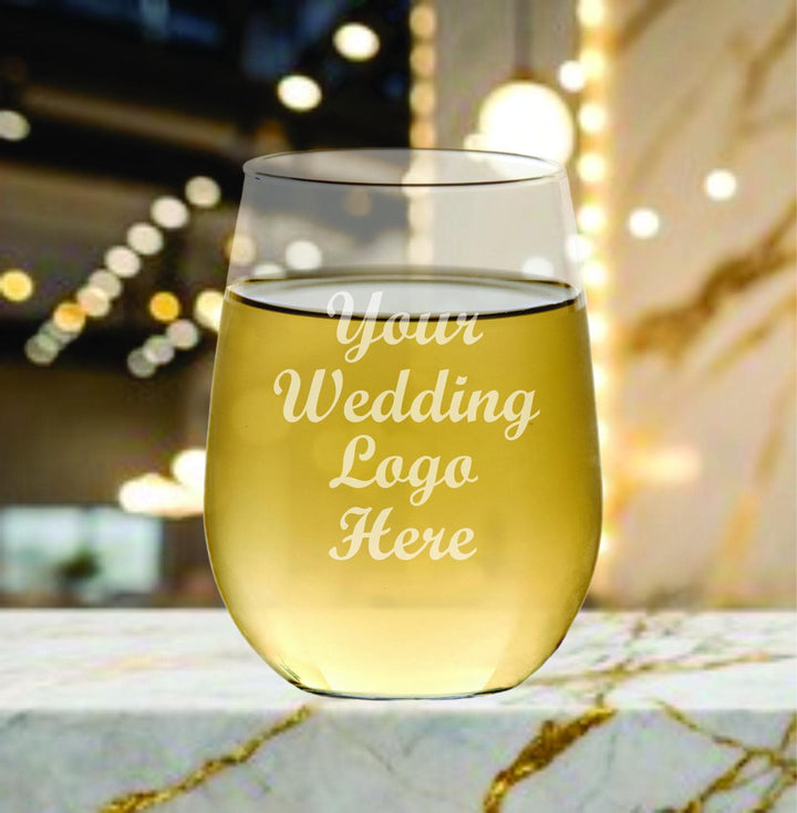 Custom Logo Stemless Wine Glass - 15oz Personalized Engraved Glasses Corporate Gifts, Company Holiday Party, Business Branding, Bulk Orders