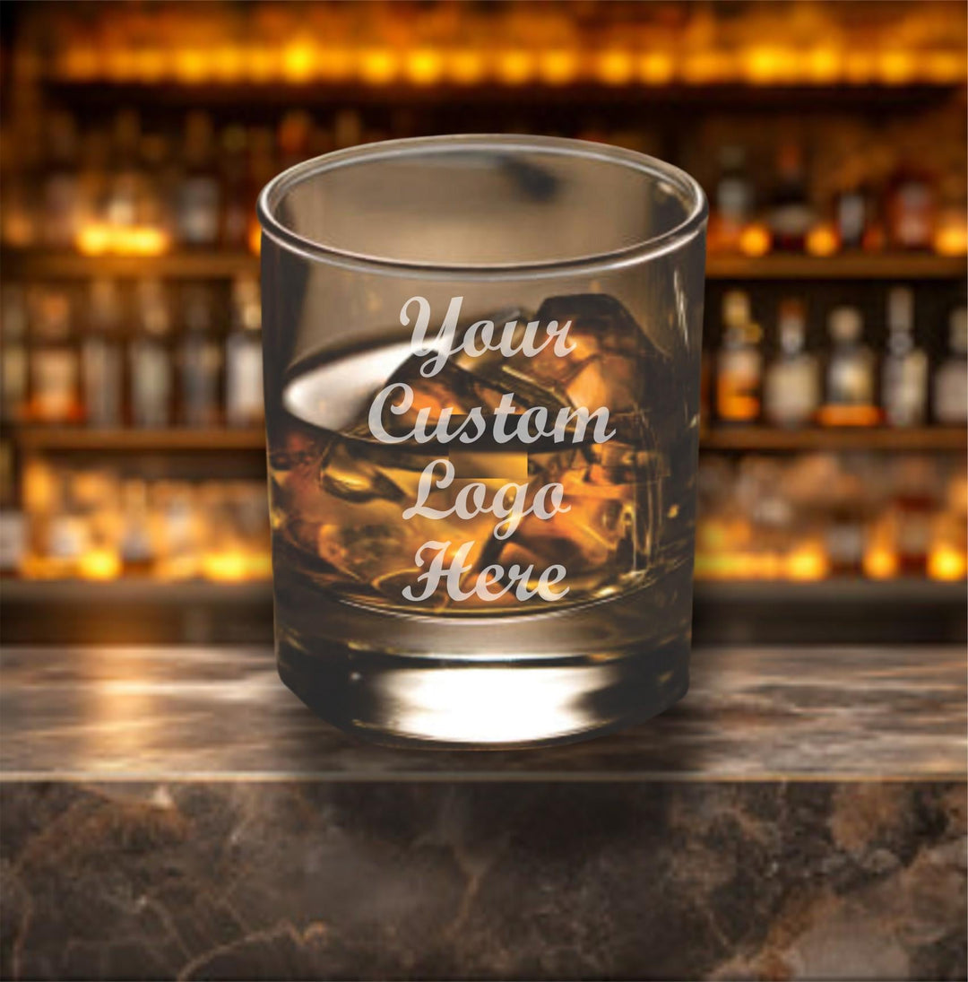 Bulk Logo Bar and Restaurant Whiskey Glasses, Custom Bar Engraved Glass, Company Catering Hall Glasses, Business Branding, Bulk Orders