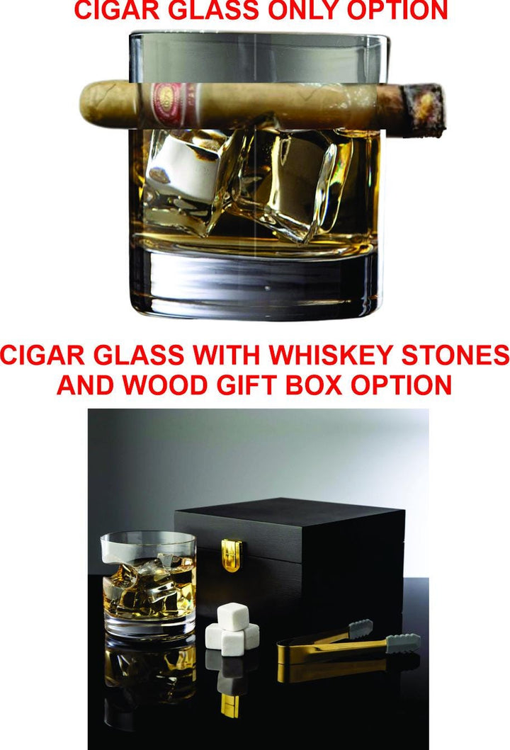 Groomsmen Proposal Gifts - Whiskey Glass Cigar Holder & Stones Gift Set - Elegant Wooden Gift Box Option - Groomsman Gifts