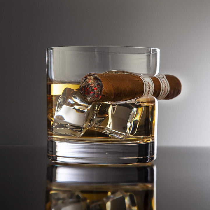 Groomsmen Proposal Gifts - Whiskey Glass Cigar Holder & Stones Gift Set - Elegant Wooden Gift Box Option - Groomsman Gifts
