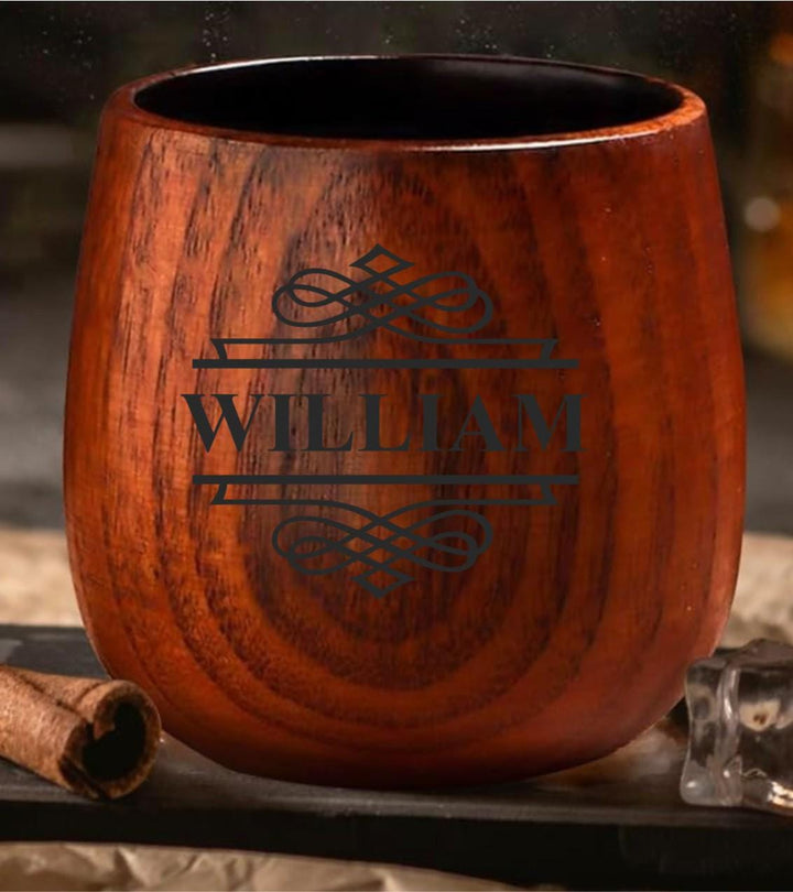 Personalized Charred Wooden Bourbon Glass | Men Gifts | Whiskey Glass for Dad & Husband | Birthday Gift, Whiskey Stones