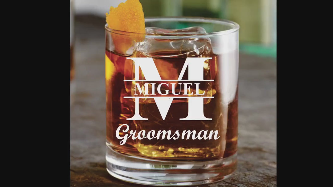 Monogram Groomsmen Glasses, Groomsman Whiskey, Best Man Scotch Glass, Officiant, Groom Gift, Father of the Bride Groom, Wedding Bridal Party