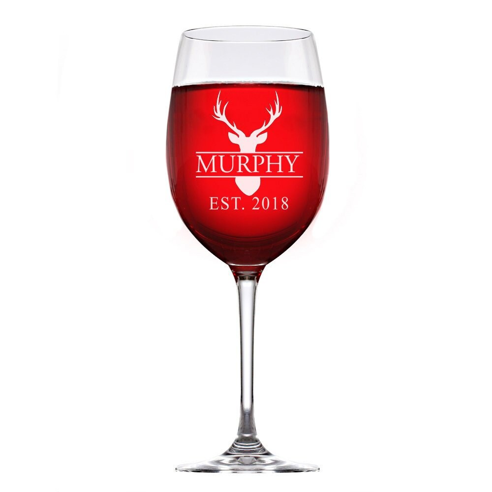 Personalized Deer Hunter Monogram Wine Glass, Custom Wine Glass,Monogram Wine glass,Personalized wine glass Gift,Engraved Wine Glass