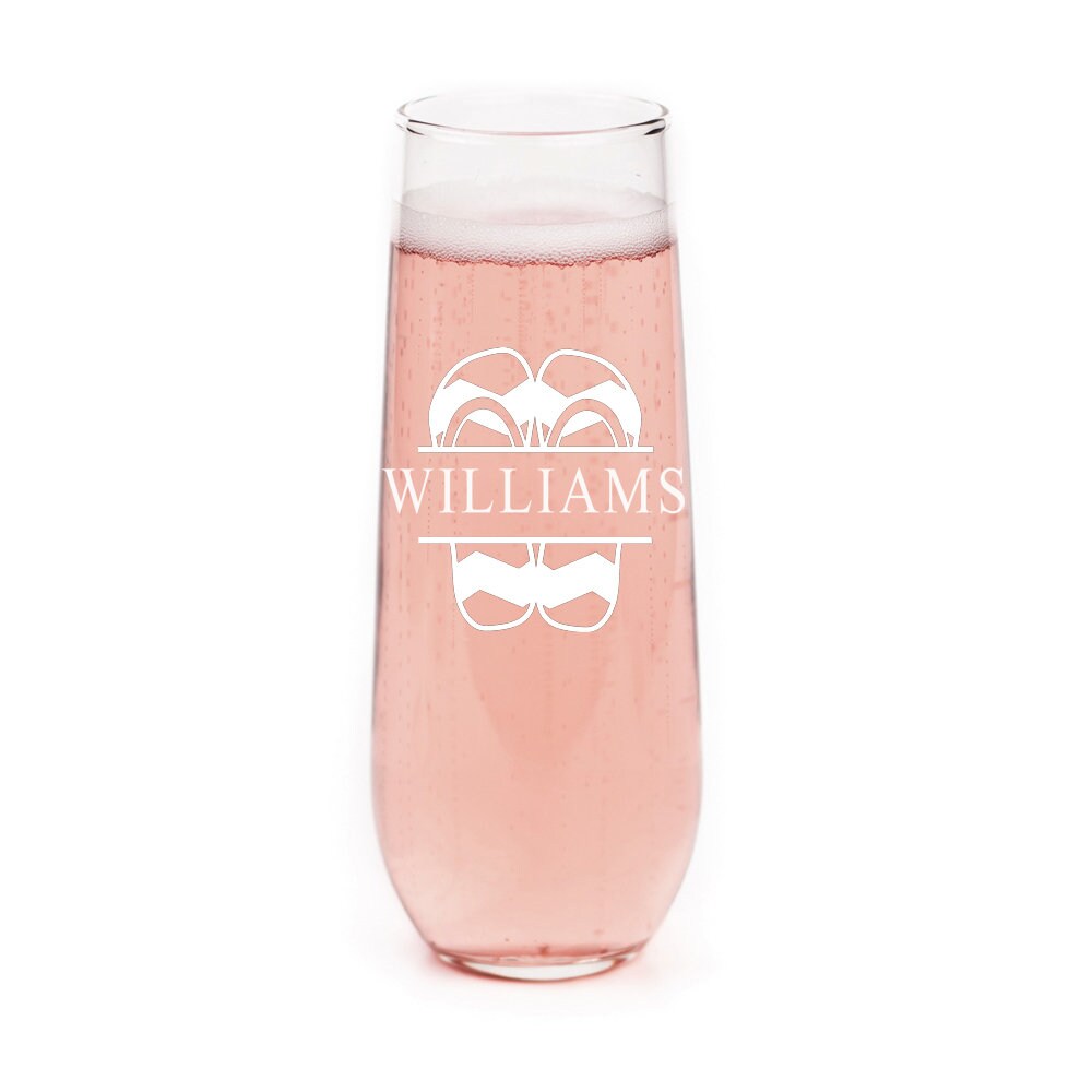 Personalized Stemless Champagne Flute,Personalized Beach Theme Champagne Glass,Personalized Wedding Toasting Flutes,Custom Bridesmaid Gifts,