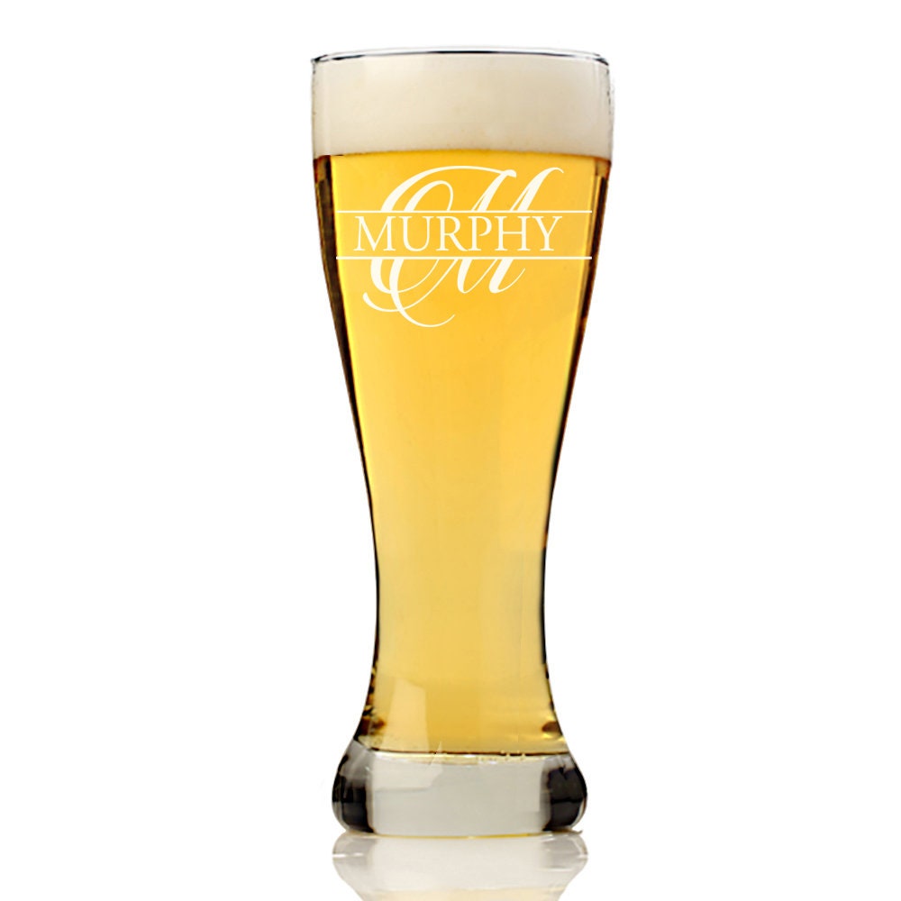 Engraved Split Monogram Pub Beer Glass, Personalized Split Monogram Beer glass, Personalized Beer Glass ,Engraved Beer Mugs, Groomsman Gifts