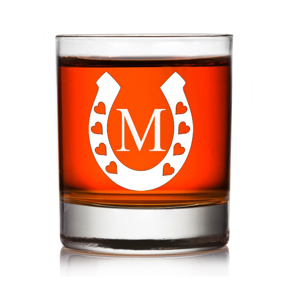 Personalized Lucky Horseshoe Monogram Shot Glass, Bridesmaid Engraved Shot Glass Gift ,Wedding Party Gift,Engraved Groomsman Shot Glass