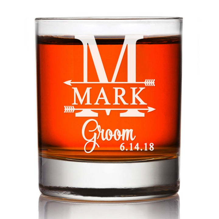 Monogram Groomsman Custom Whiskey Glasses , Personalized Groomsmen Scotch Glasses, Groom Rocks Glass Gift, Engraved Best Man Whiskey