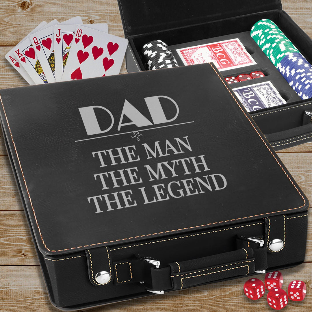 Custom Poker Gift Set, Personalized Father's Day Poker Gift, Texas Hold Em Dad Birthday, Man Cave Gift Set, Poker Card Case, Dad Man cave