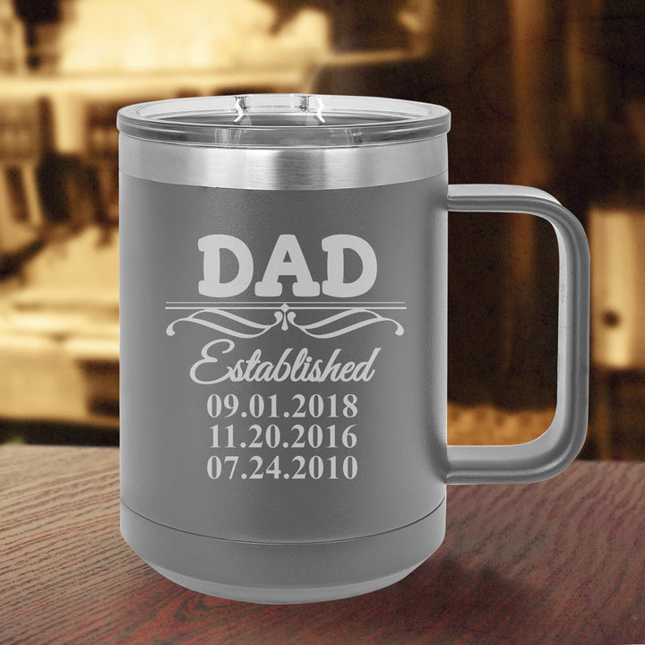 Custom Dad Family Tree Insulated Coffee Mug, Insulated Travel Coffee Mug, Fathers Day Mug Gift, Dad Birthday gift, Vacuum Insulated Mug