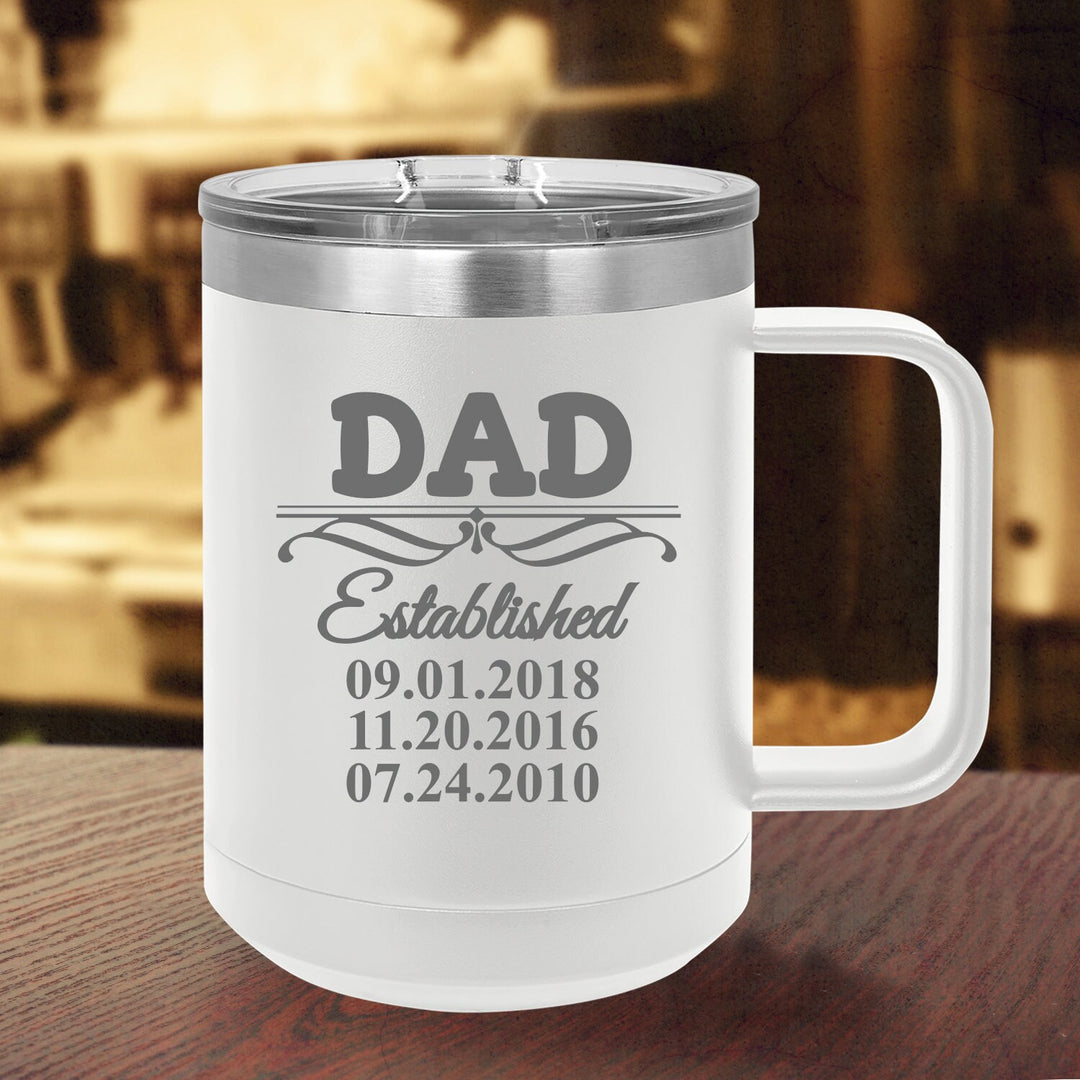 Custom Dad Family Tree Insulated Coffee Mug, Insulated Travel Coffee Mug, Fathers Day Mug Gift, Dad Birthday gift, Vacuum Insulated Mug